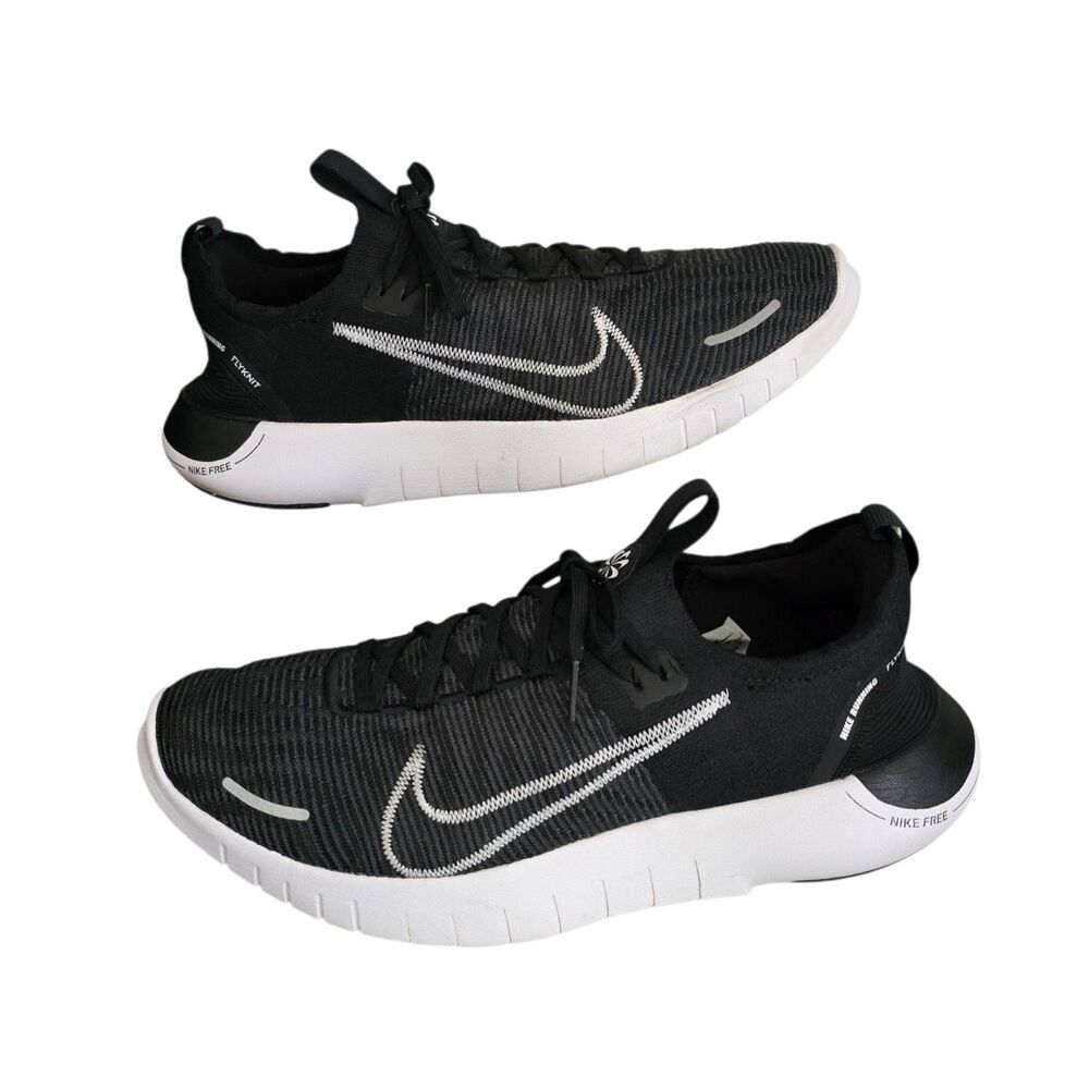 Nike Free Flyknit Running Shoes Mens Size 12.5 Black White Sneakers FB1276-002